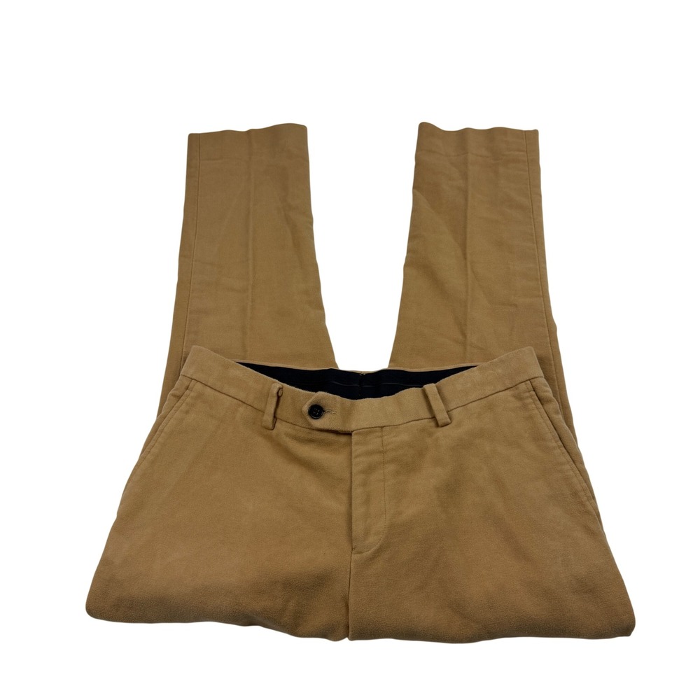 Spier & Mackay Men 31x28 Tan Moleskin Cotton Slim Dress Pants Trousers 1855